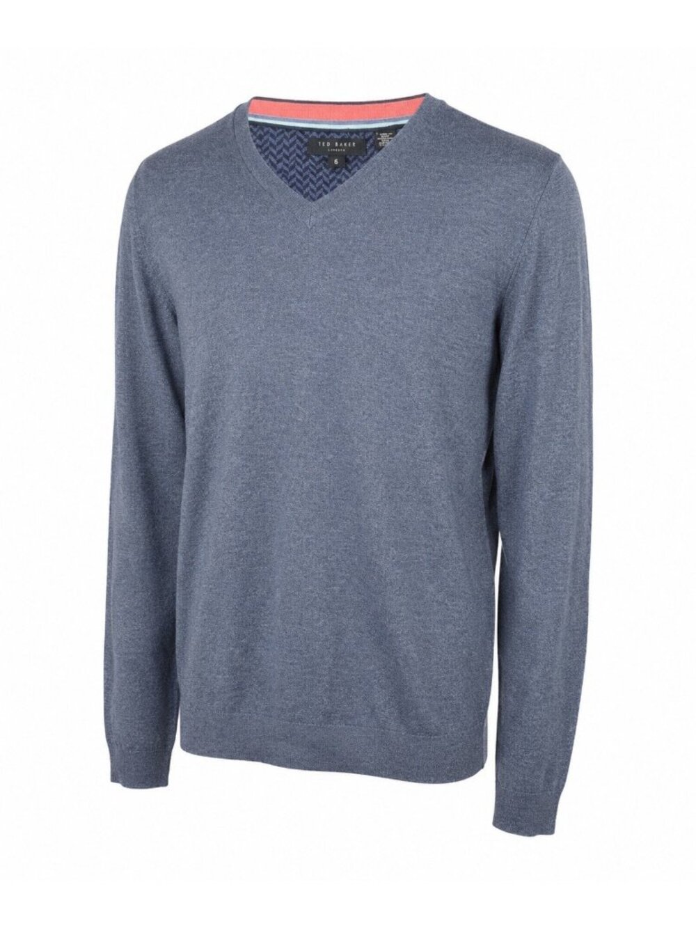 Ted Baker London V Neck Pullover Sweater Mens XL Gray Wool Cashmere Silk Knit